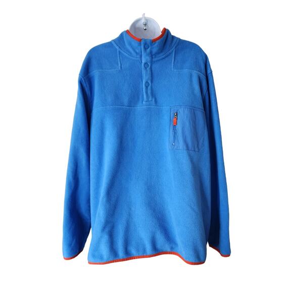 Club Room Blue Orange Trim Fleece Pullover Men’s XL – Snap Neck Outdoor Jacket - Picture 2 of 11